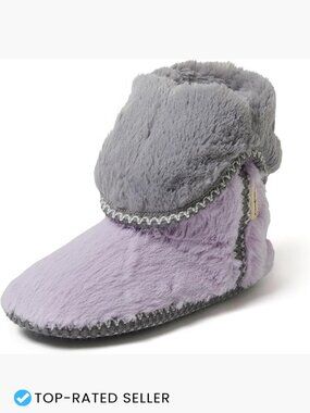 Foldover Bootie Slippers Memory Foam Grippers Cozy Fuzzy Faux Fur Pull-On